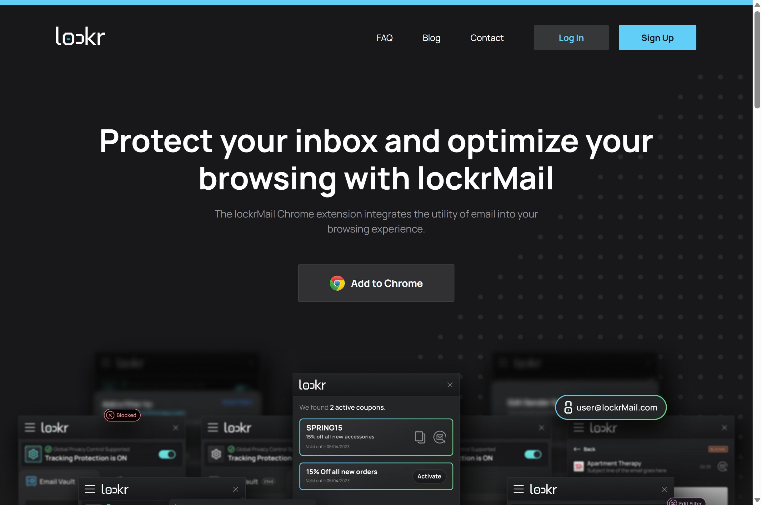 lockrMail inbox privacy Chrome extension homepage