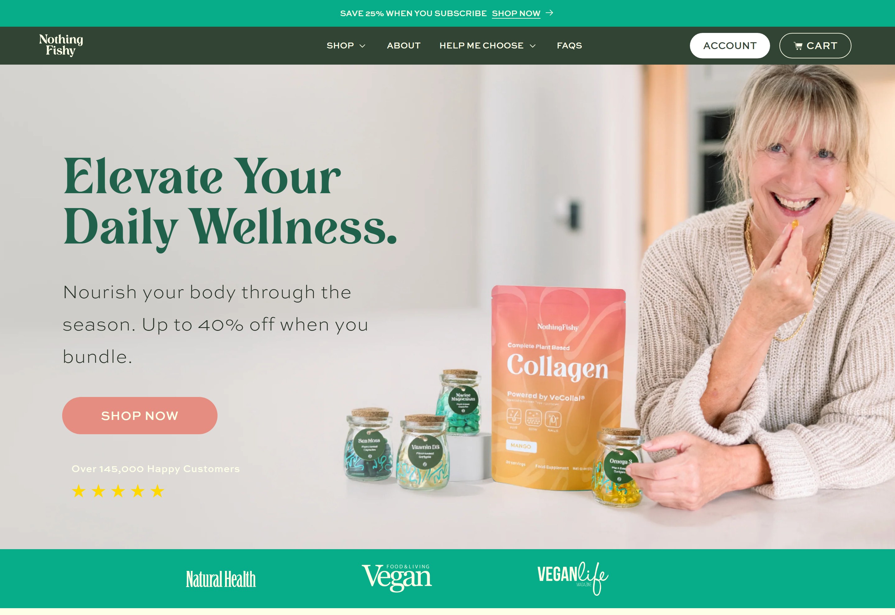 NothingFishy Shopify vegan wellness store homepage